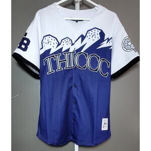 Thiccc Boy Nation Baseball Jersey Gradient Design W/ Donut Graphics Men Sz L